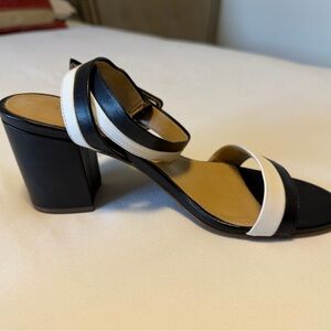 Talbots Black and Cream Block Heel Sandals